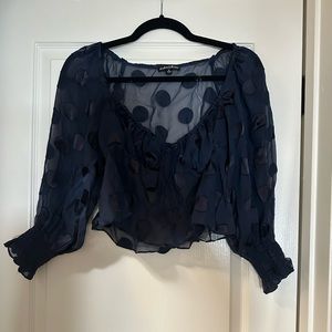 For Love and Lemons Semi-Sheer Polka Dot Top: Size M